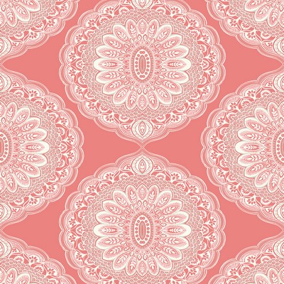 Brewster Wallcovering Bolinas Coral Medallion Wallpaper Coral