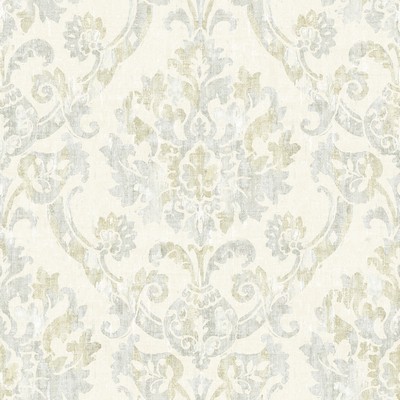 Brewster Wallcovering Shasta Grey Damask Wallpaper Grey