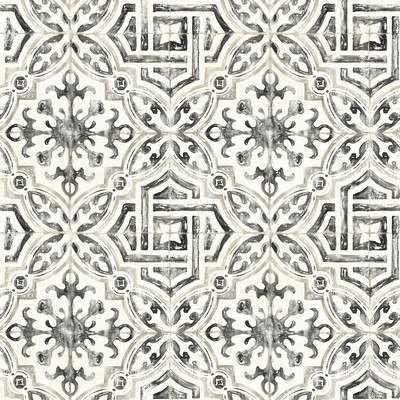 Brewster Wallcovering Sonoma Black Spanish Tile Wallpaper Black