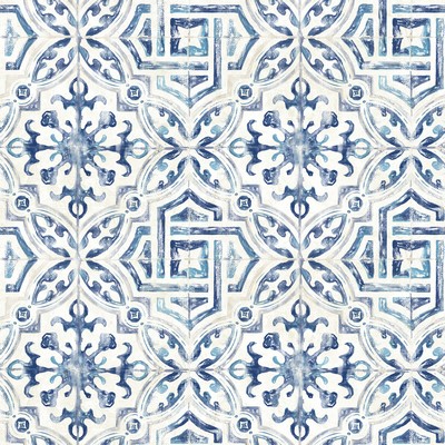 Brewster Wallcovering Sonoma Blue Spanish Tile Wallpaper Blue