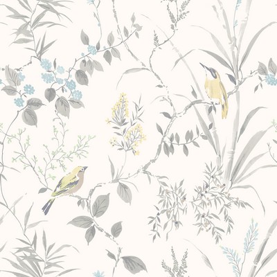 Brewster Wallcovering Imperial Garden Grey Botanical Wallpaper Grey