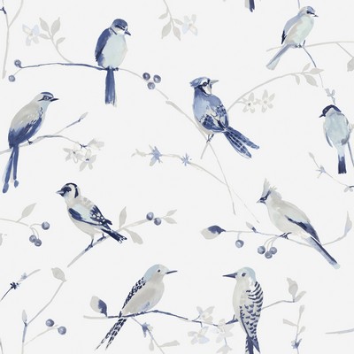 Brewster Wallcovering Birdsong Blue Trail Wallpaper Blue