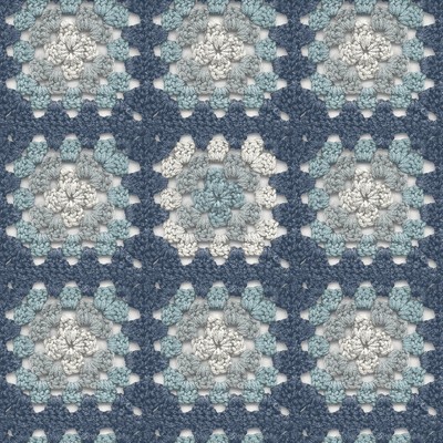Brewster Wallcovering Maud Blue Crochet Geometric Wallpaper Blue
