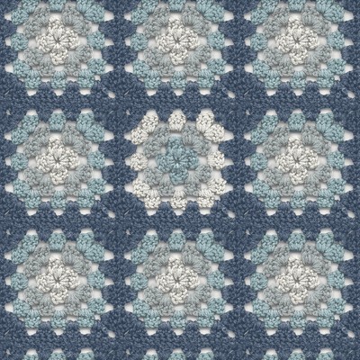 Brewster Wallcovering Maud Blue Crochet Geometric Wallpaper Blue