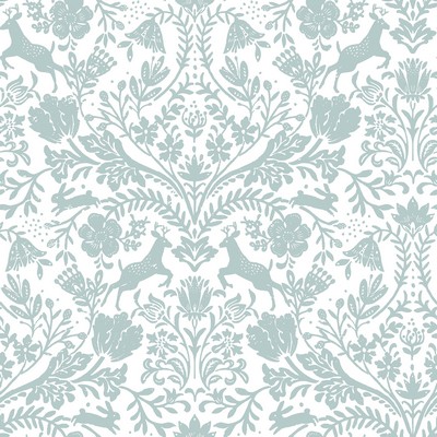Brewster Wallcovering Forest Dance Aqua Damask Wallpaper Aqua