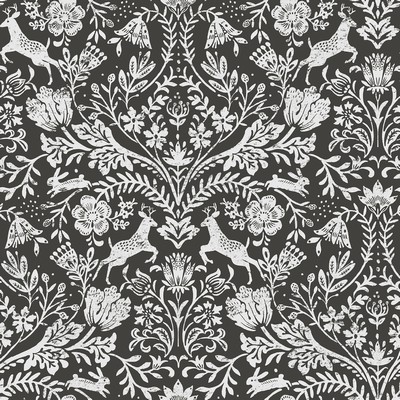 Brewster Wallcovering Forest Dance Charcoal Damask Wallpaper Charcoal
