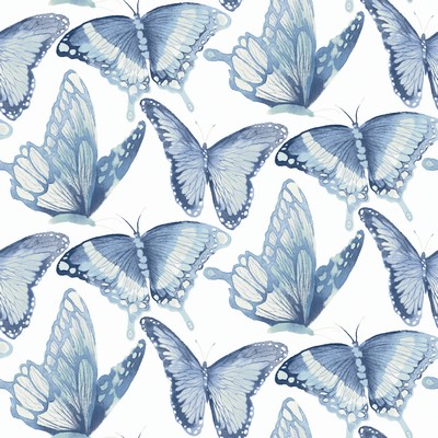 Brewster Wallcovering Janetta Blue Butterfly Wallpaper Blue