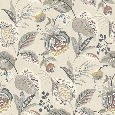 Brewster Wallcovering Bohemian Grey Jacobean Wallpaper Grey