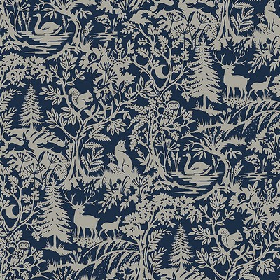 Brewster Wallcovering Alrick Navy Forest Venture Wallpaper Navy