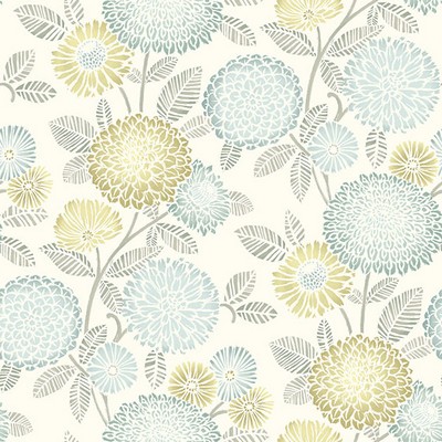 Brewster Wallcovering Zalipie Lime Floral Trail Wallpaper Lime