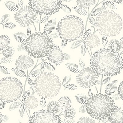Brewster Wallcovering Zalipie Grey Floral Trail Wallpaper Grey