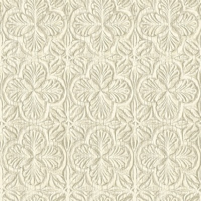 Brewster Wallcovering Karachi Cream Wooden Damask Wallpaper Cream