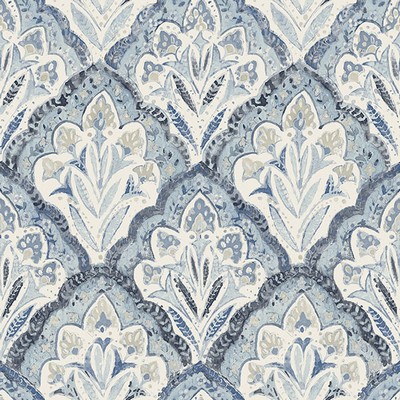 Brewster Wallcovering Mimir Blue Quilted Damask Wallpaper Blue