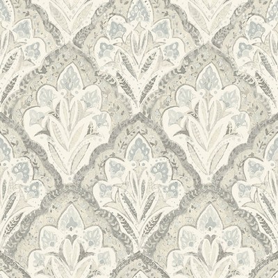 Brewster Wallcovering Mimir Grey Quilted Damask Wallpaper Grey