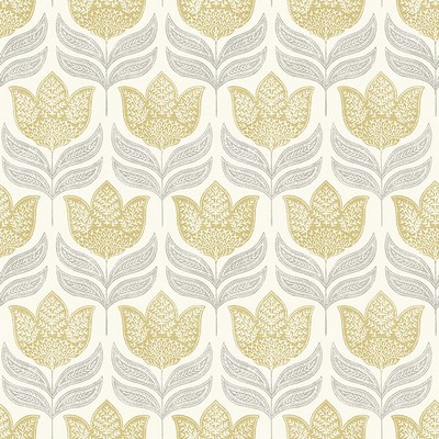 Brewster Wallcovering Cathal Mustard Tulip Block Print Wallpaper Mustard