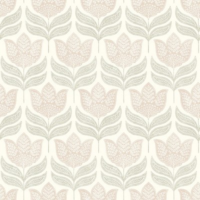 Brewster Wallcovering Cathal Blush Tulip Block Print Wallpaper Blush