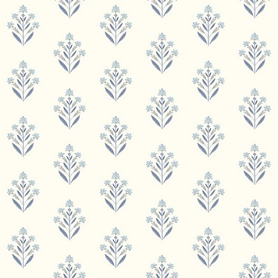 Brewster Wallcovering Kova Blue Floral Crest Wallpaper Blue
