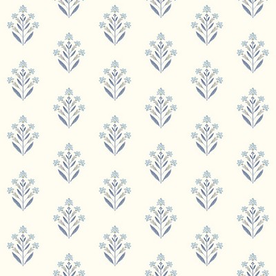 Brewster Wallcovering Kova Blue Floral Crest Wallpaper Blue
