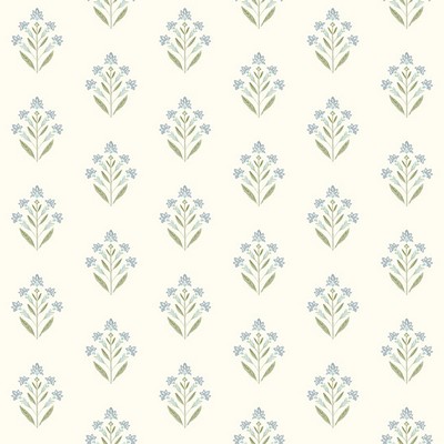 Brewster Wallcovering Kova Aquamarine Floral Crest Wallpaper Aquamarine