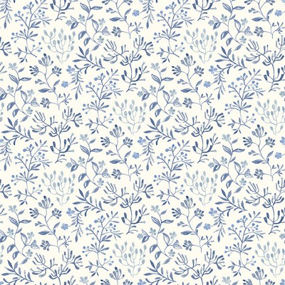 Brewster Wallcovering Tarragon Blue Dainty Meadow Wallpaper Blue