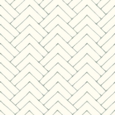 Brewster Wallcovering Oswin Teal Tiered Herringbone Wallpaper Teal