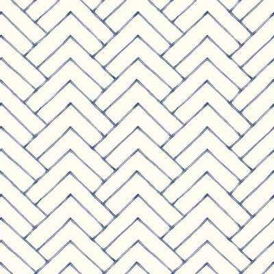 Brewster Wallcovering Oswin Navy Tiered Herringbone Wallpaper Navy