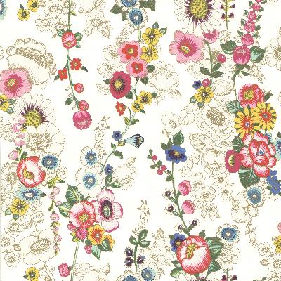 Brewster Wallcovering Eivissa Cream Vivid Floral Cream