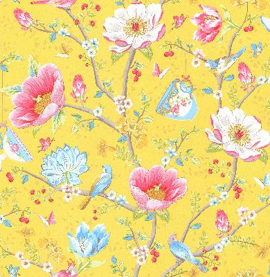 Brewster Wallcovering Leizu Yellow Chinese Garden Yellow
