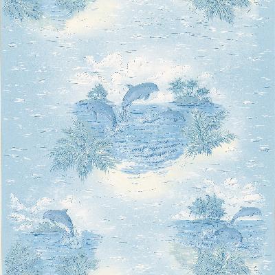 Brewster Wallcovering Alcott Blue Tropical Dolphin Blue