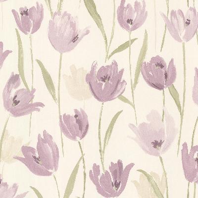 Brewster Wallcovering Finch Purple Hand Painted Tulips Purple