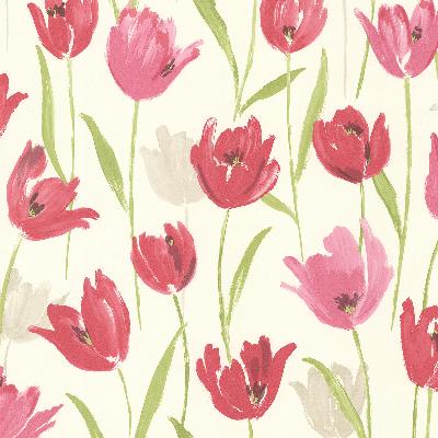 Brewster Wallcovering Finch Pink Hand Painted Tulips Pink