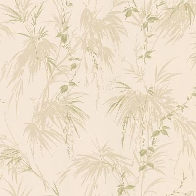 Brewster Wallcovering Merrick Green Satin Leaf Motif Green