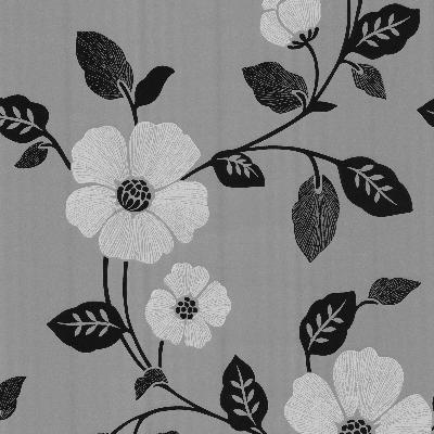 Brewster Wallcovering Sayles Black Modern Poppy Floral Black