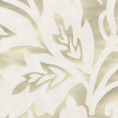 Brewster Wallcovering Velma Champagne Flocked Paisley Wallpaper Champagne