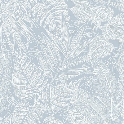 Brewster Wallcovering Brentwood Sky Blue Palm Leaves  Sky Blue