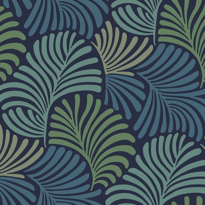 Brewster Wallcovering Trousdale Navy Fanning Flora  Navy