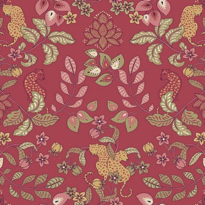 Brewster Wallcovering Getty Rasberry Jungle Damask  Rasberry 