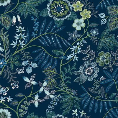 Brewster Wallcovering Marilyn Dark Blue Floral Trail  Dark Blue