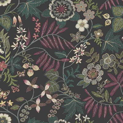 Brewster Wallcovering Marilyn Black Floral Trail  Black