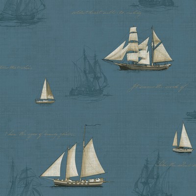Brewster Wallcovering Andrew Blue Sailboat Wallpaper Blue