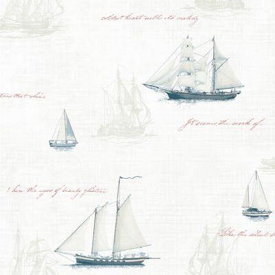 Brewster Wallcovering Andrew White Sailboat Wallpaper White