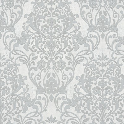 Brewster Wallcovering Anders Silver Damask Wallpaper Silver