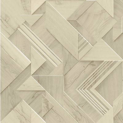 Brewster Wallcovering Cassian Taupe Wood Geo Wallpaper Taupe