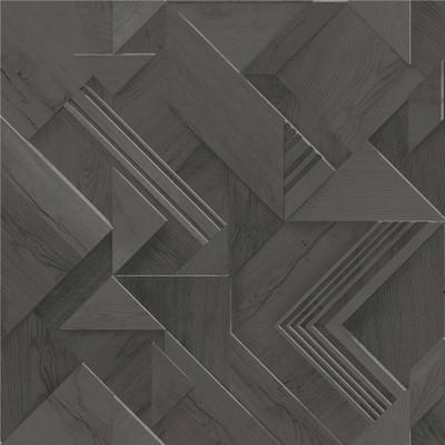 Brewster Wallcovering Cassian Black Wood Geo Wallpaper Black