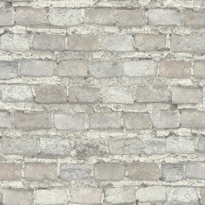 Brewster Wallcovering Lennox Off-White Brick Wallpaper Off-White