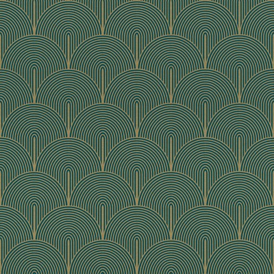 Brewster Wallcovering Oxxon Teal Deco Arches Wallpaper Teal
