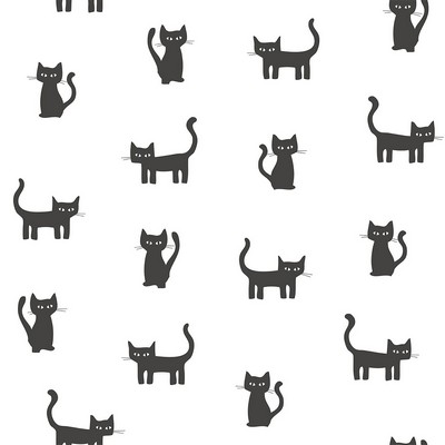 Brewster Wallcovering Delia Black Kitty Wallpaper Black