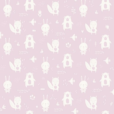 Brewster Wallcovering Bitsy Pink Woodland Wallpaper Pink