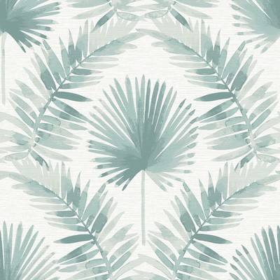 Brewster Wallcovering Calla Teal Painted Palm Wallpaper Teal