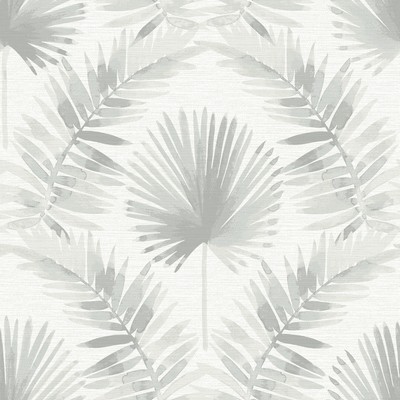 Brewster Wallcovering Calla Grey Painted Palm Wallpaper Grey
